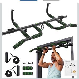 Doorway Pull-Up Bar - Black with Green Accents